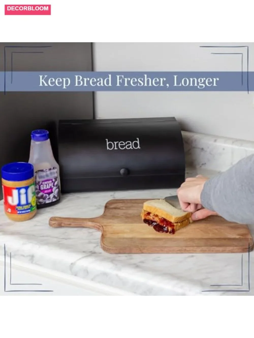 Farmhouse Enamel Bread Box with Roll-Top Lid Metal Countertop Storage Bin